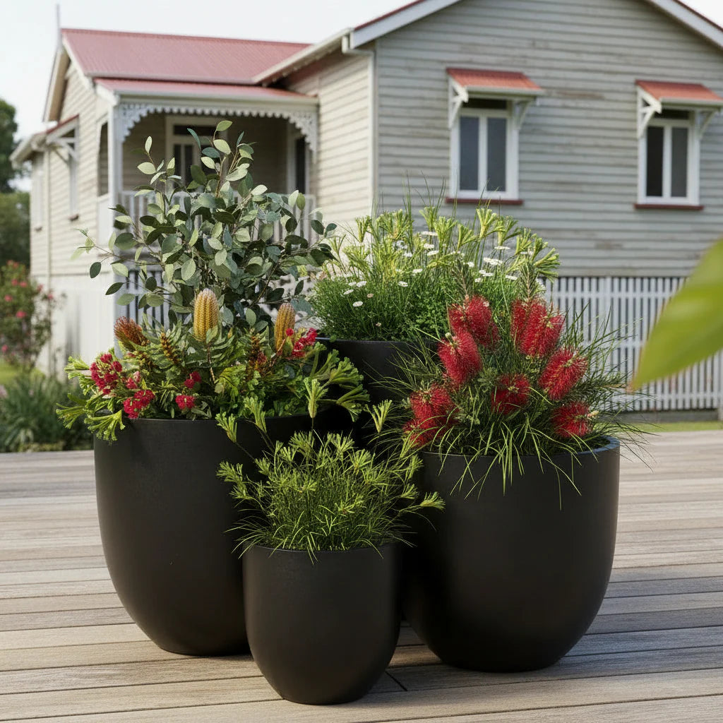 SATINE EGG POT BLACK SMALL