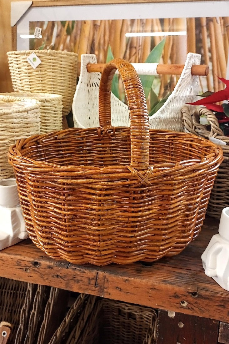 RATTAN NATURAL OVAL BAKER BASKET LARGE