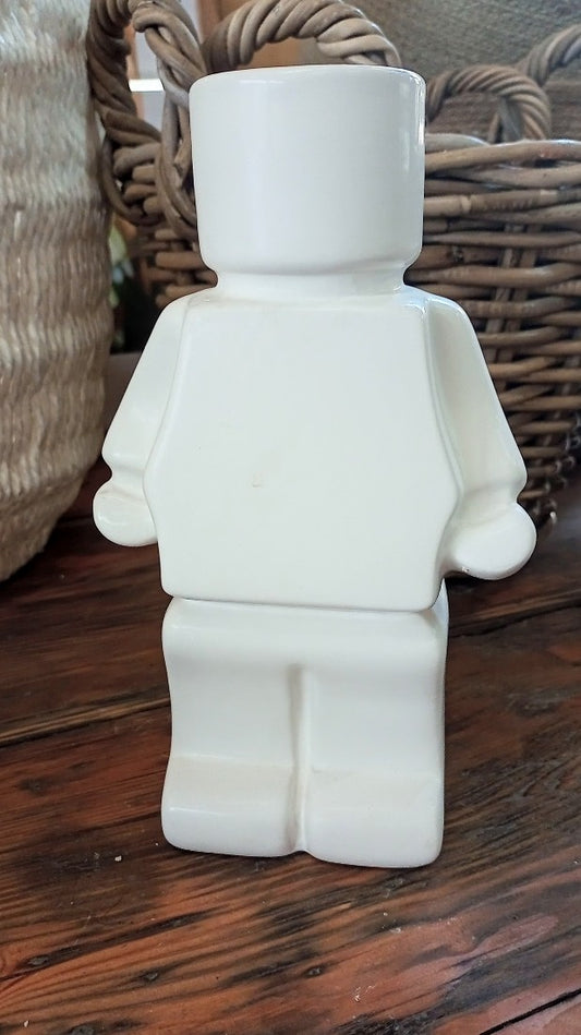 BLOCK MAN STANDING WHITE SMALL PLANTER