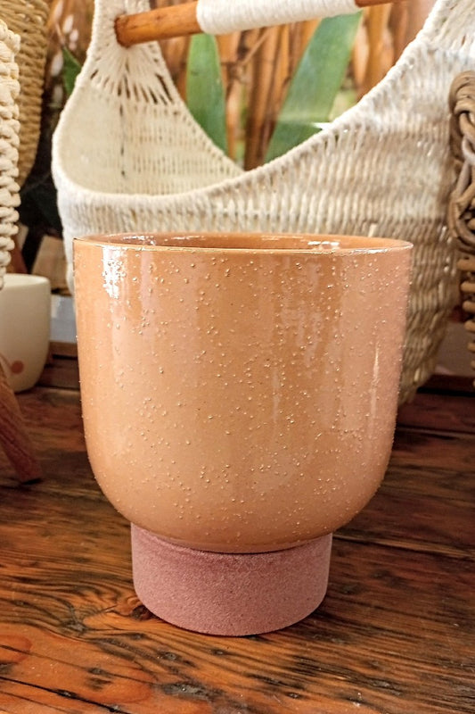 PRIM TALL PLANTER PEACH & TERRACOTTA SMALL